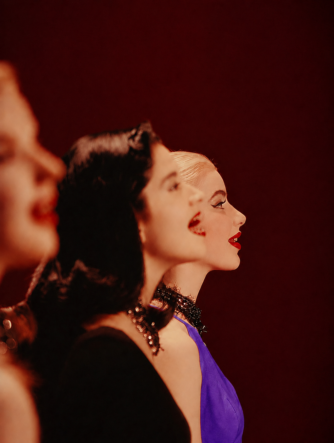 Profile in purple dress